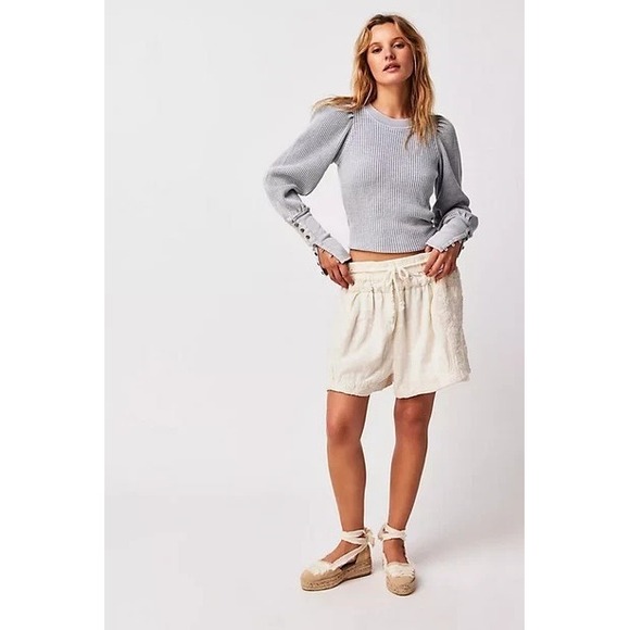 Free People Tops - Free People FP One Wesley Thermal Waffle Top Long Sleeve Button Blue Moon M NWT